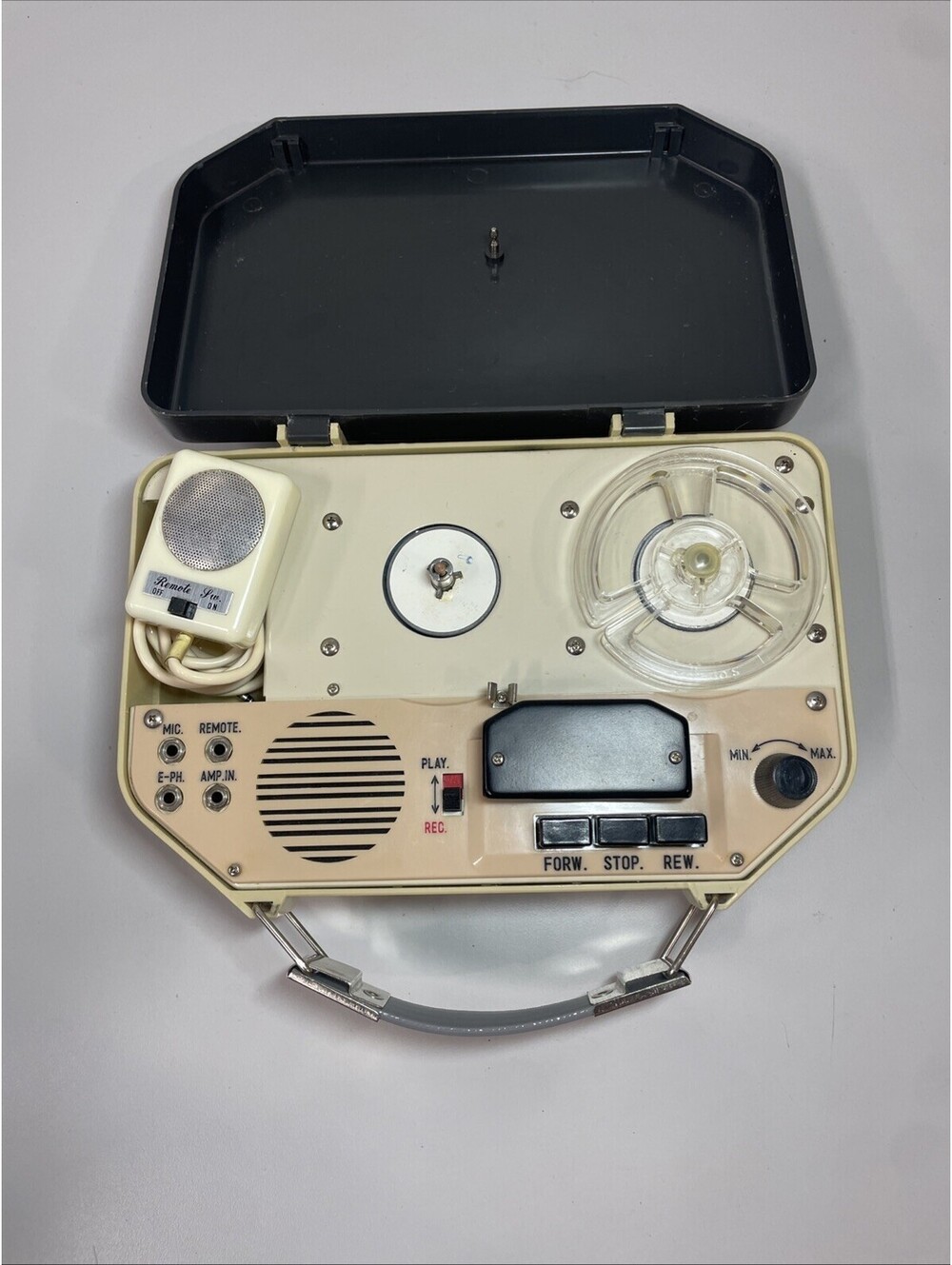 Vintage Hamilton Reel to Reel Tape Recorder AS-IS Portable Uses C's & 9V Batt.